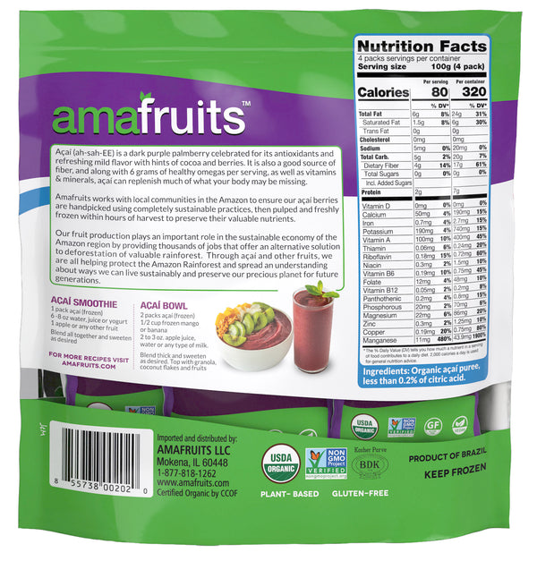 Acai Pure and Unsweetened Fruit Packs